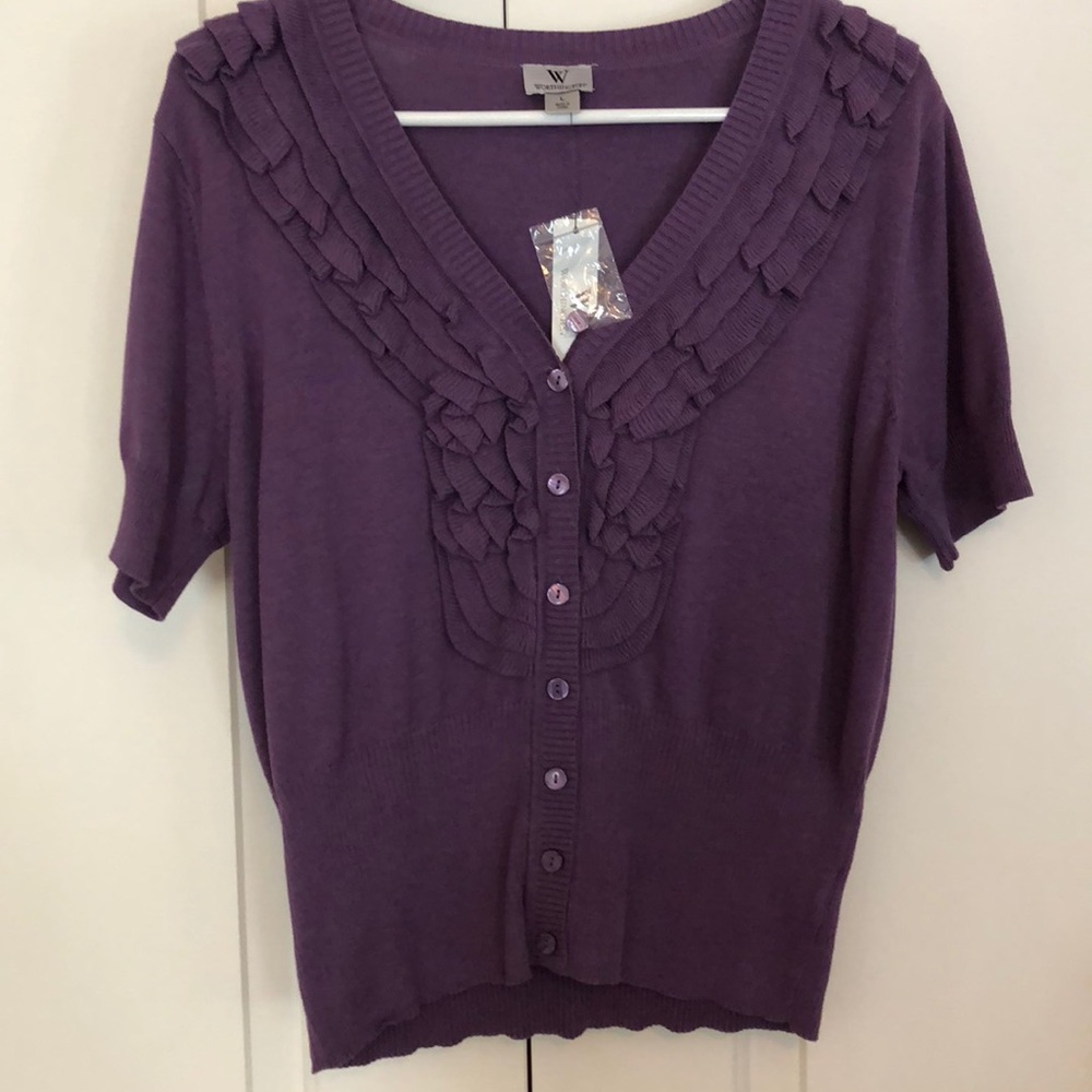 Purple cardigan